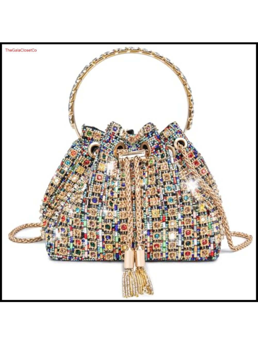Rhinestone Evening Clutch Crossbody Bag with Detachable Chain Wristlet Purse
